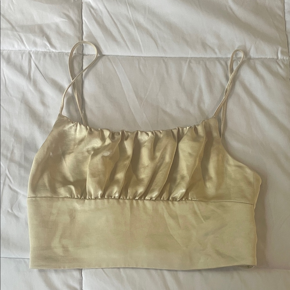 Zara Cream Gold Crop Top